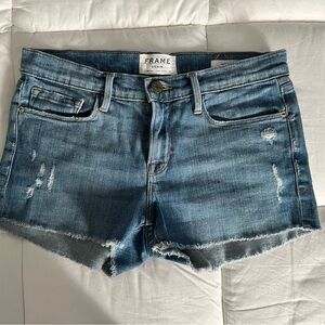 Frame Le cutoff Women's Blue Distressed Shorts